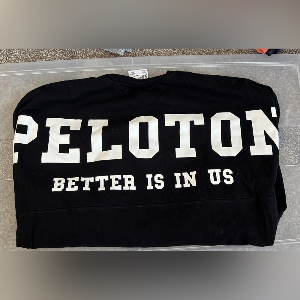 Peloton size L Varsity style long sleeve shirt. Oversized. Black